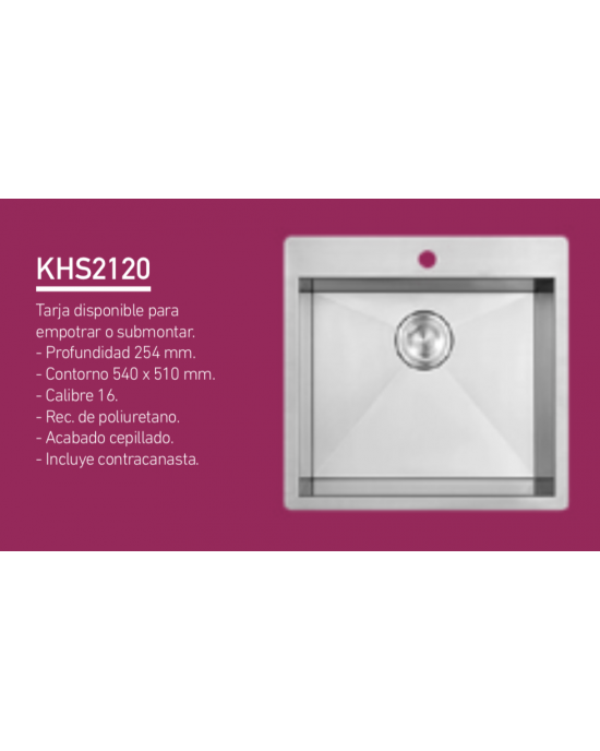 Tarja cuadrada KHS2120 Kele Master Sinks