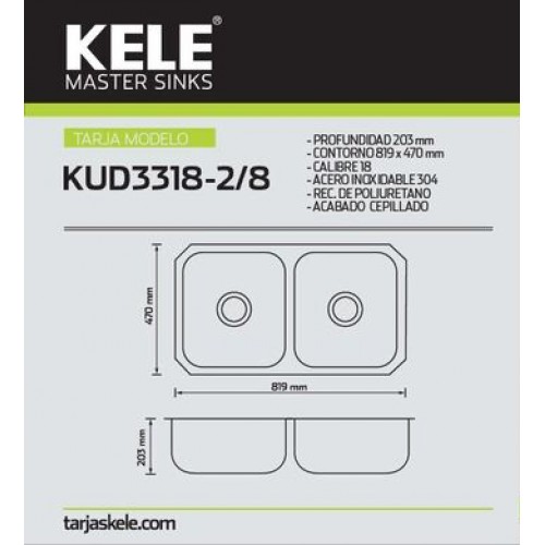 Tarja Doble Submontable 82 cm Kele KUD3318-2/8